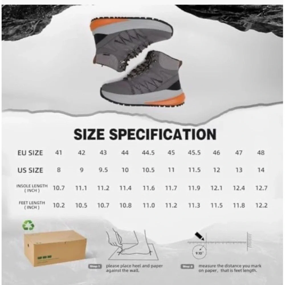 (b6/12)OrthoComfoot Men's Orthopedic Wide Waterproof  Hiking Boots Size 10.5 Men